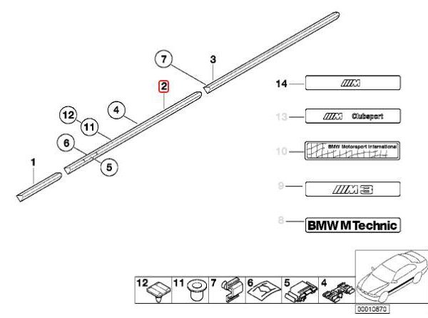 Original BMW E36 Lis Plastik Trim Moulding Body Pintu Depan Kanan