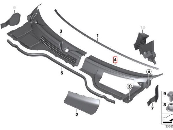 Original MINI R55 R56 R57 Cover Bawah Wiper Deck Cowl Kiri 51132751212