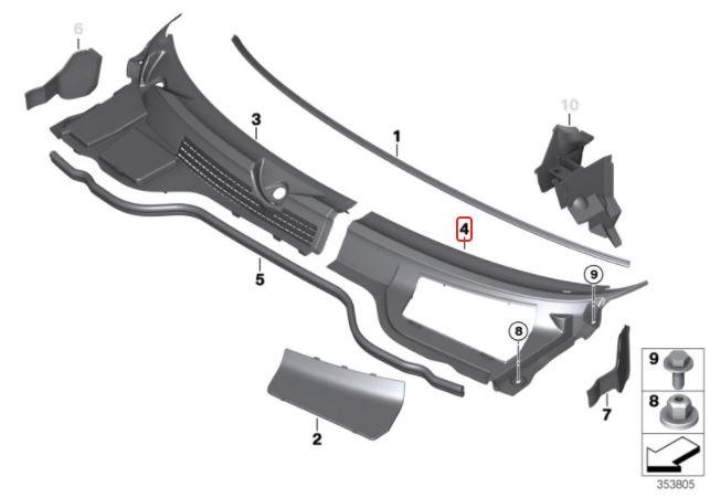 51132751212_A Original MINI R55 R56 R57 Cover Bawah Wiper Deck Cowl Kiri 51132751212 - Gambar 1