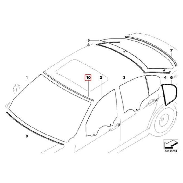 Original BMW Seri 3 E90 Seal Karet Kaca Depan Atas