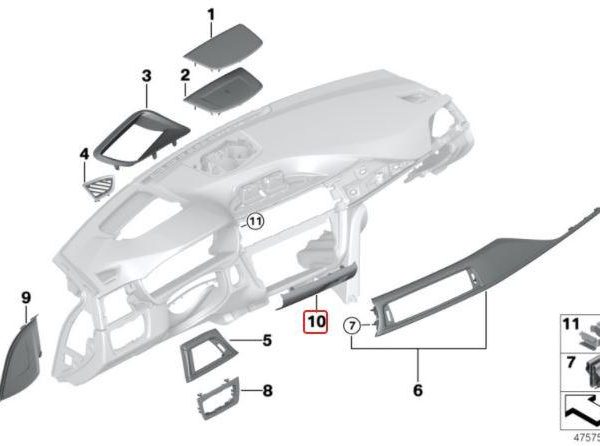 Original BMW F30 F32 F34 Cover Tutup Dashboard Panel AC Bawah HITAM