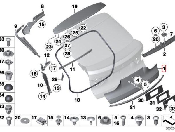 Original BMW F07 5 Series GT Trunk Lid Finisher Panel Plastik Bagasi