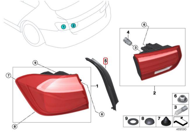 51497453333_A BMW F30 F80 M3 Cover Trim Drip Rail Lampu Belakang Kiri 51497453333 - Gambar 1