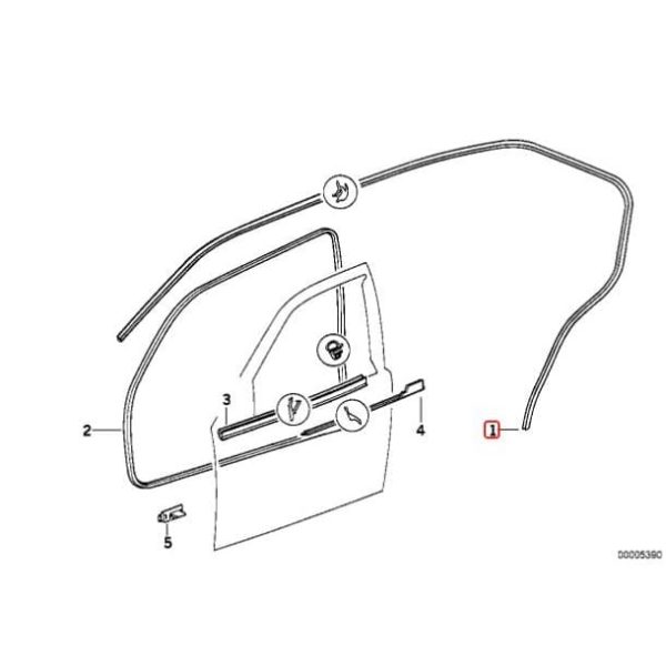 Original BMW E36 Roof Frame Weatherstrip Karet Seal KANAN 51718174758