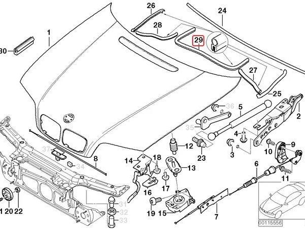 Original BMW E46 Hood Sealing Gasket Karet Kap Microfilter 51718215915
