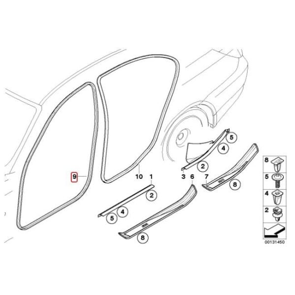 Original BMW E60 E61 Weatherstrip Karet Seal Pintu Depan 51727122433
