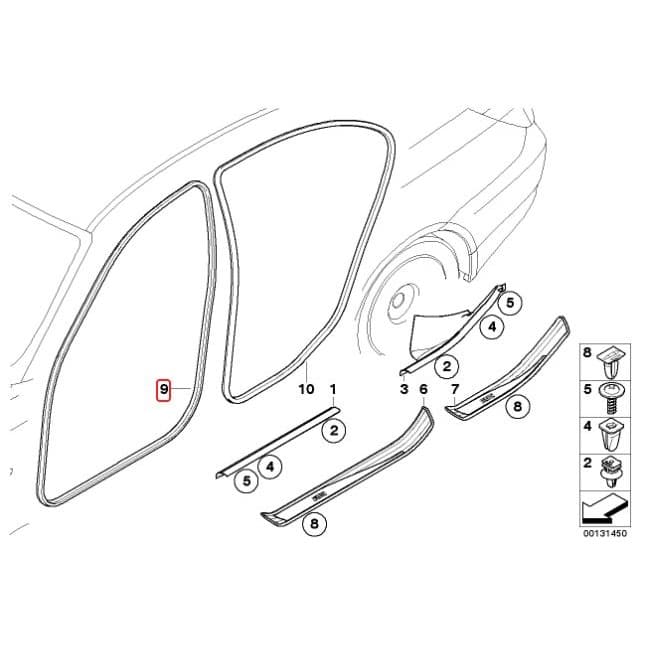 51727122433_A Original BMW E60 E61 Weatherstrip Karet Seal Pintu Depan 51727122433 - Gambar 1