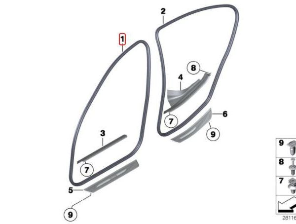 Ori BMW F10 Weatherstrip Karet Seal Body Pintu Depan 51727278503