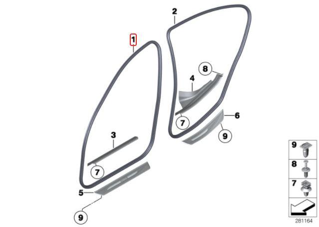51727278503_A Ori BMW F10 Weatherstrip Karet Seal Body Pintu Depan 51727278503 - Gambar 1