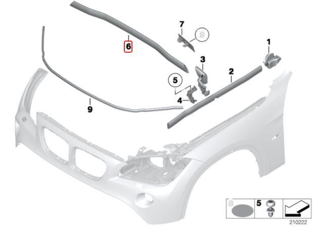 51762990366_A Original BMW E84 X1 Cover Seal Karet Kap Mesin Bagian Belakang - Image 1