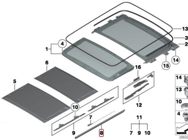 Original BMW E84 X1 Sunroof Seals for Side Trim Seal Karet Samping