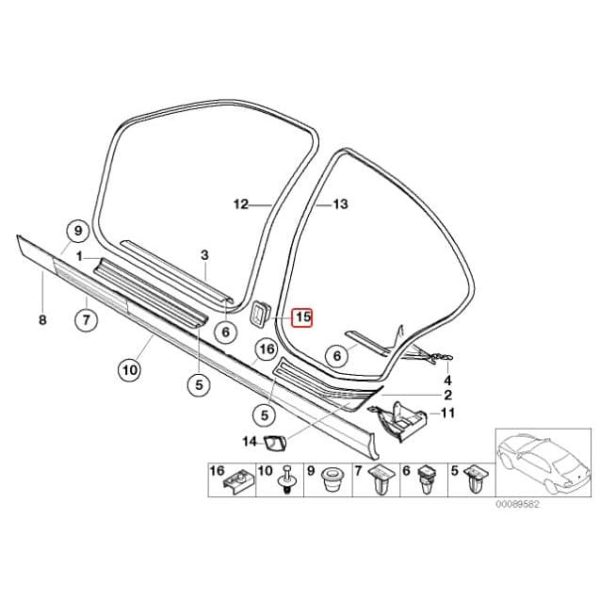 Original BMW E46 Cover Cup Hook Pilar B Luar 51718216117