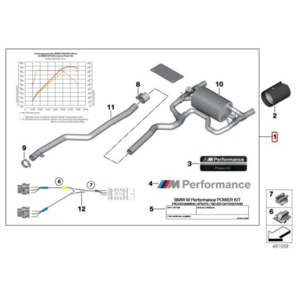 Original BMW F30 340i M Performance Power and Sound Kit 11122444531