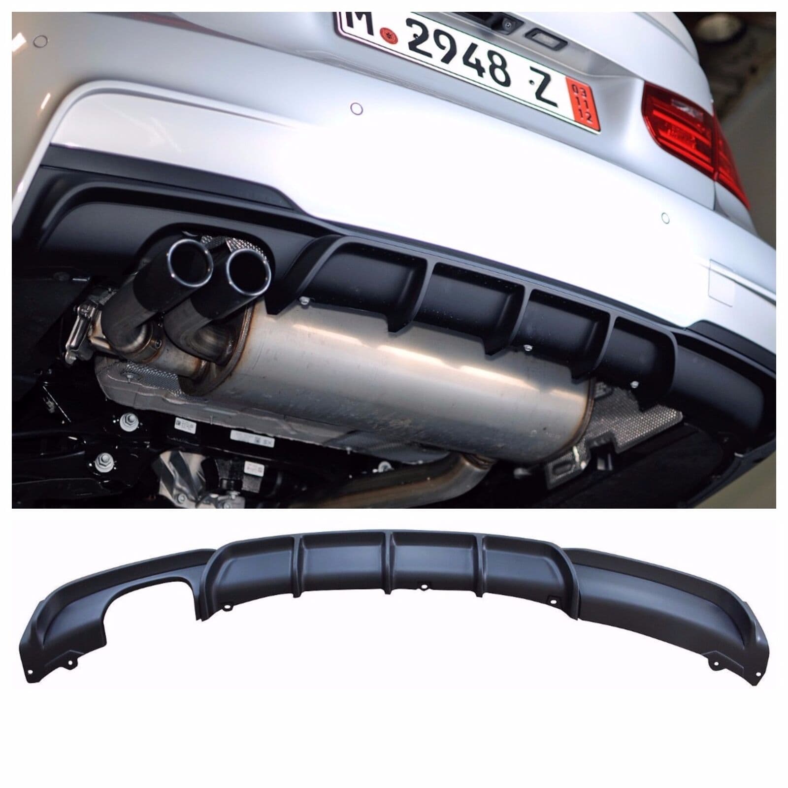 TT-1729813380706305753_A Original BMW Seri 3 F30 M Performance Rear Diffuser Black Matte - Gambar 1