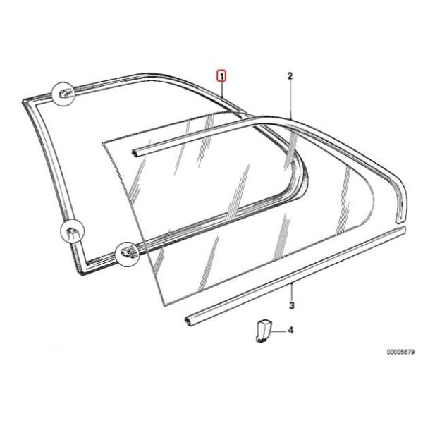 BMW E30 Coupe Seal Karet Kaca Kuarter Belakang KIRI 51361888325
