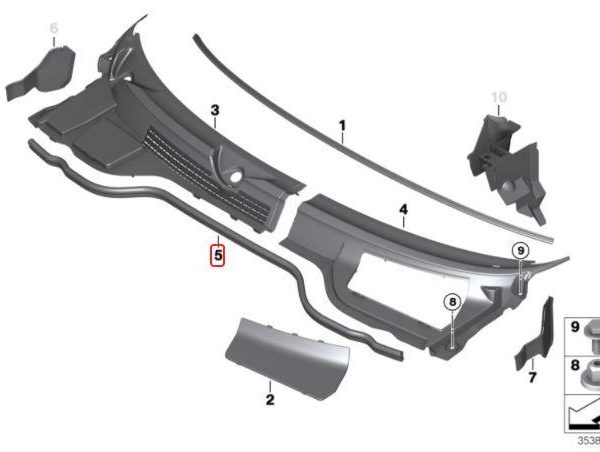 Original MINI R55 R56 R57 R58 R59 Karet Kap Mesin Belakang 51717148848
