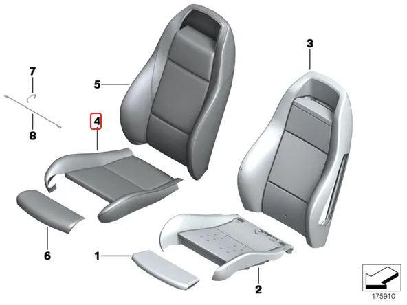 Original BMW Z4 Jok Kulit Sport Seat Bagian Bawah Driver - KANAN