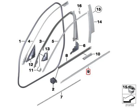 Original BMW F10 Outer Karet Seal Pelipit Jendela Pintu Luar SET