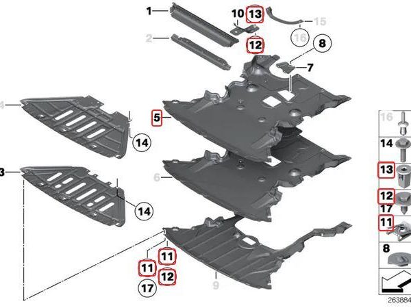 Original BMW E84 X1 Set Baut Clip untuk Cover Kolong Mesin