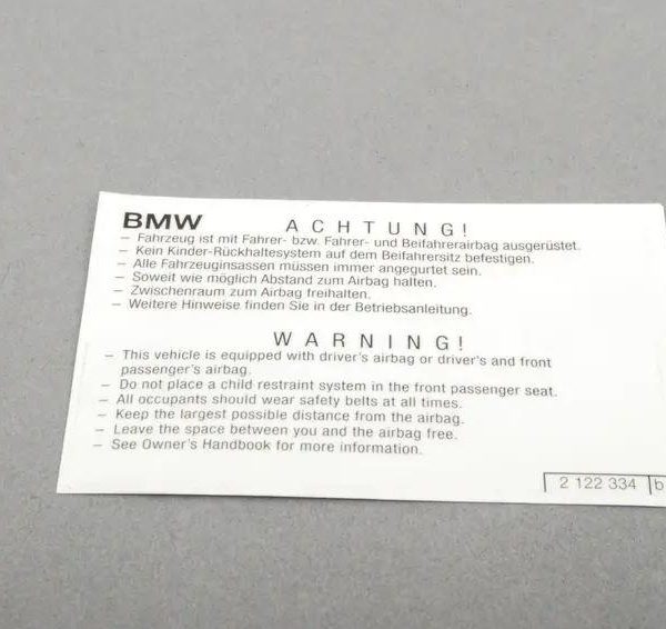 Original BMW E38 E65 E66 F01 F02 Airbag Sticker Label 71212122334