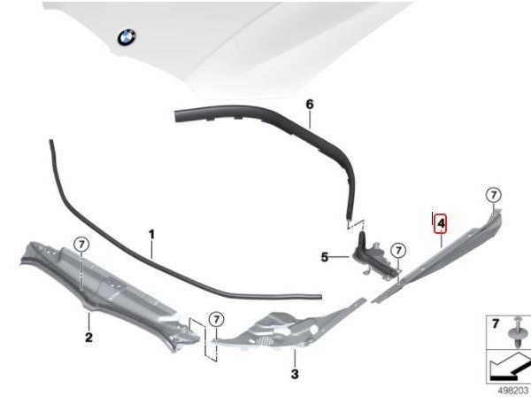 Original BMW G20 G21 Cover Seal Karet Kap Mesin KANAN 51767419386