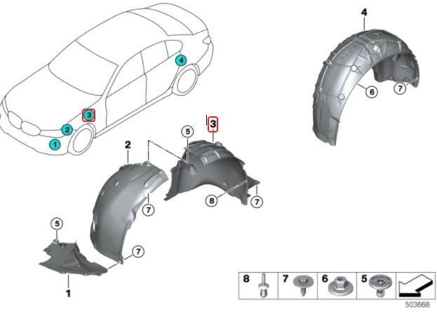 TT-1729848069905352409_A Original BMW G20 G21 Inner Fender Liner Depan KANAN 51717340928 - Image 1