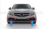 Mercedes W205 C Class AMG Gloss Black Side Spoiler Bemper Depan