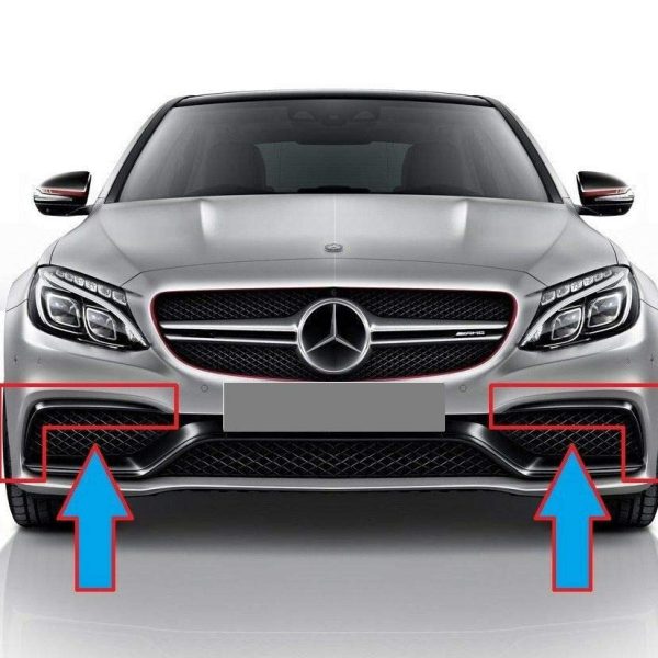Mercedes W205 C Class AMG Gloss Black Side Spoiler Bemper Depan