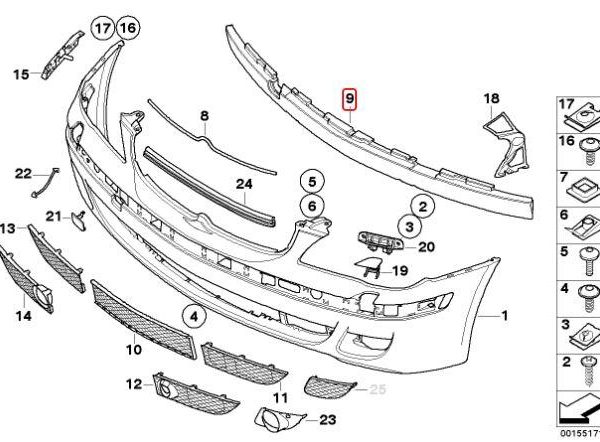 Original BMW E65 E66 Facelift Busa Peredam Bemper Depan 51117135524