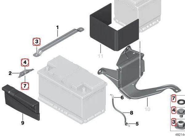 Original BMW F30 F31 F32 F34 F36 Set Baut Untuk Bracket Aki Battery