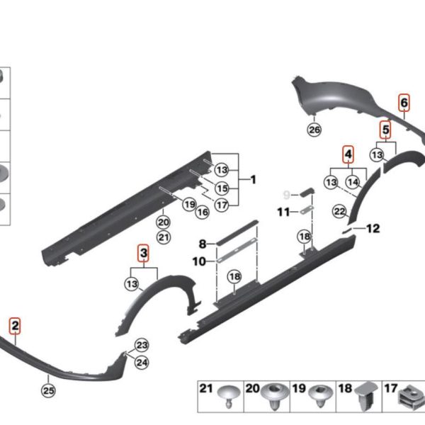 Original MINI F54 LCI JCW Wheel Arch Lis Over Fender Bumper 10 SET