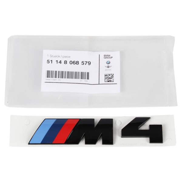 Original BMW M4 Competition Gloss Black Emblem Bagasi belakang mobil