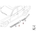Original BMW E90 M Door Sills Kit Trim Lis Bawah Pintu DEPAN BLK KANAN - Gambar 3