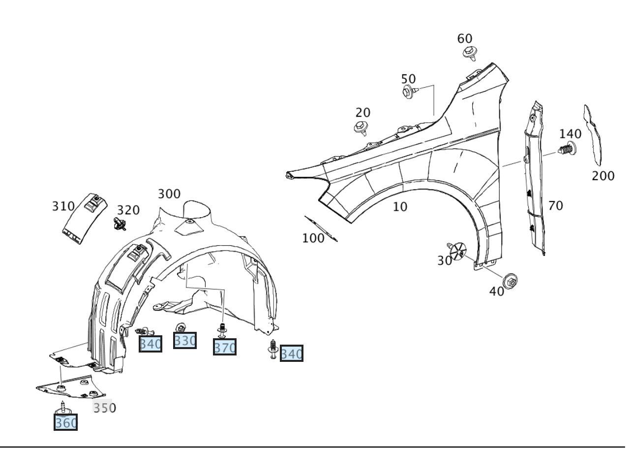 TT-1729819575744038617_A Ori Mercedes W117 C117 CLA Class Set Baut untuk Fender Liner Depan - Gambar 1